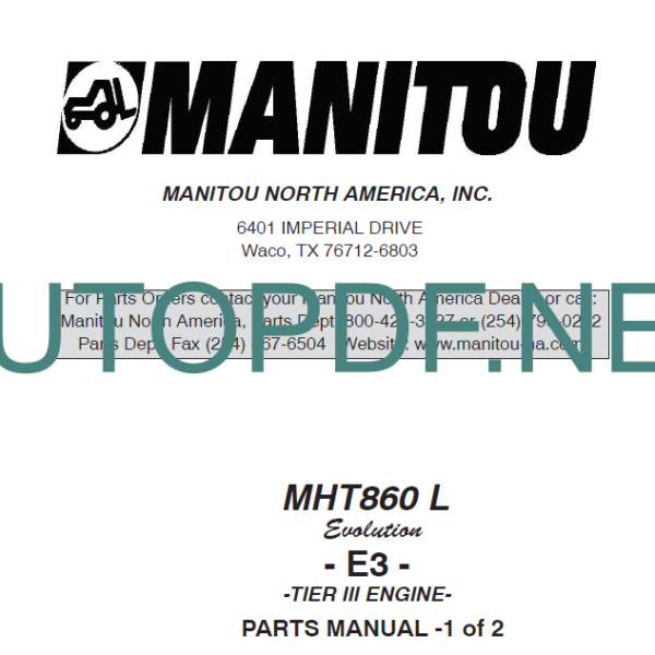 MHT 860L E3 PARTS MANUAL