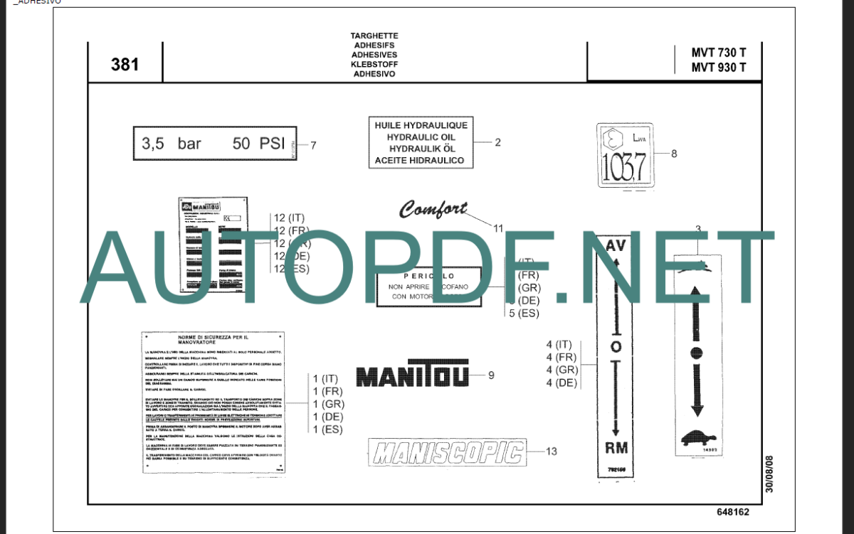 MVT 730T PARTS CATALOGUE