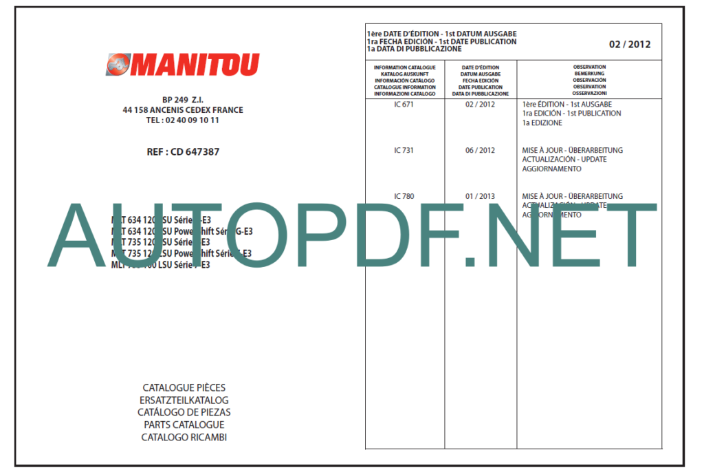 MLT 634 Serie G-E3 PARTS CATALOGUE