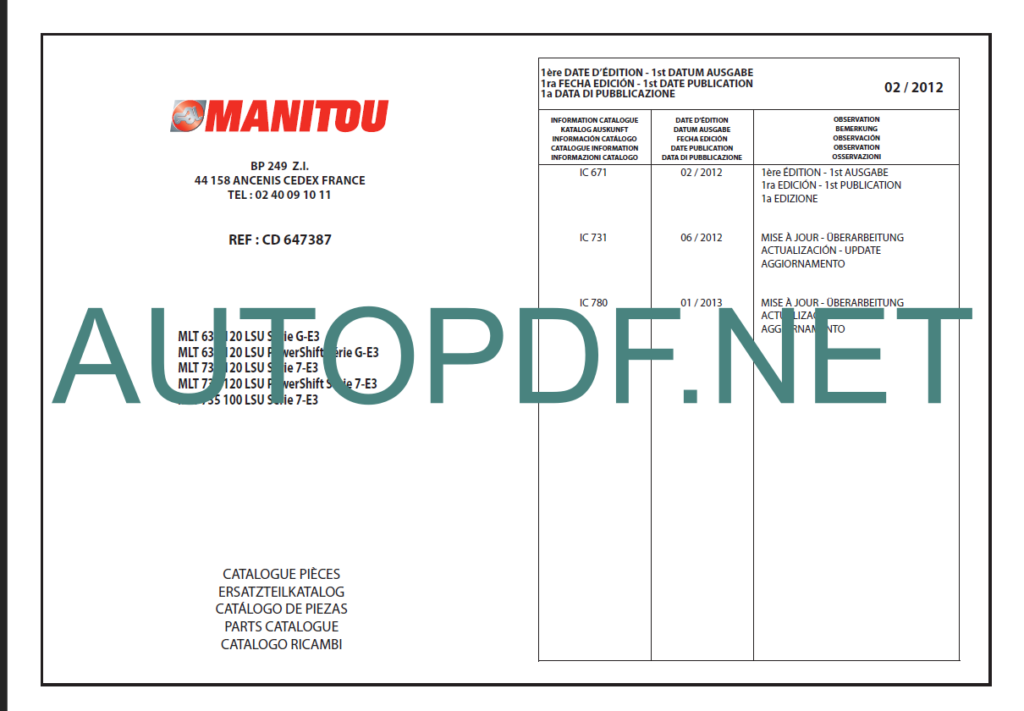 MLT 735 LSU S 7-E3 PARTS CATALOGUE