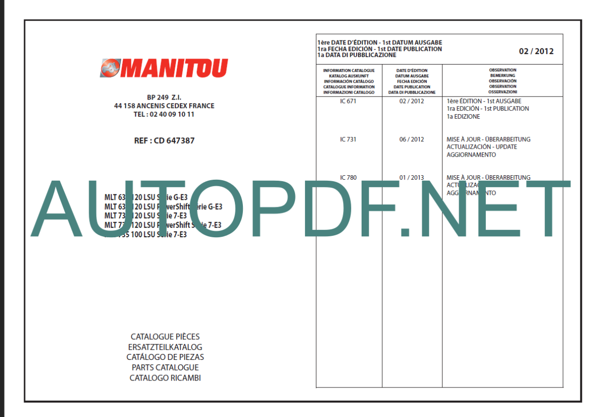 MLT 735 LSU S 7-E3 PARTS CATALOGUE