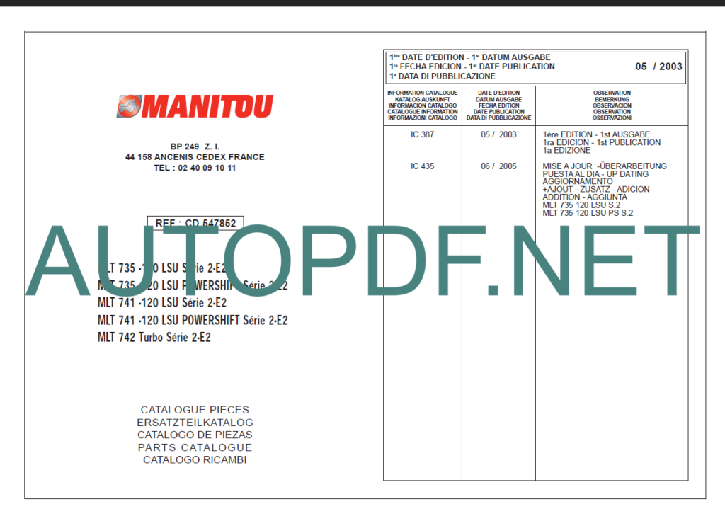 MLT 741 Serie2-E2 Parts Catalogue