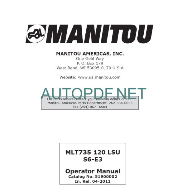 MLT 735 120 LSU S6-E3 Operator Manual