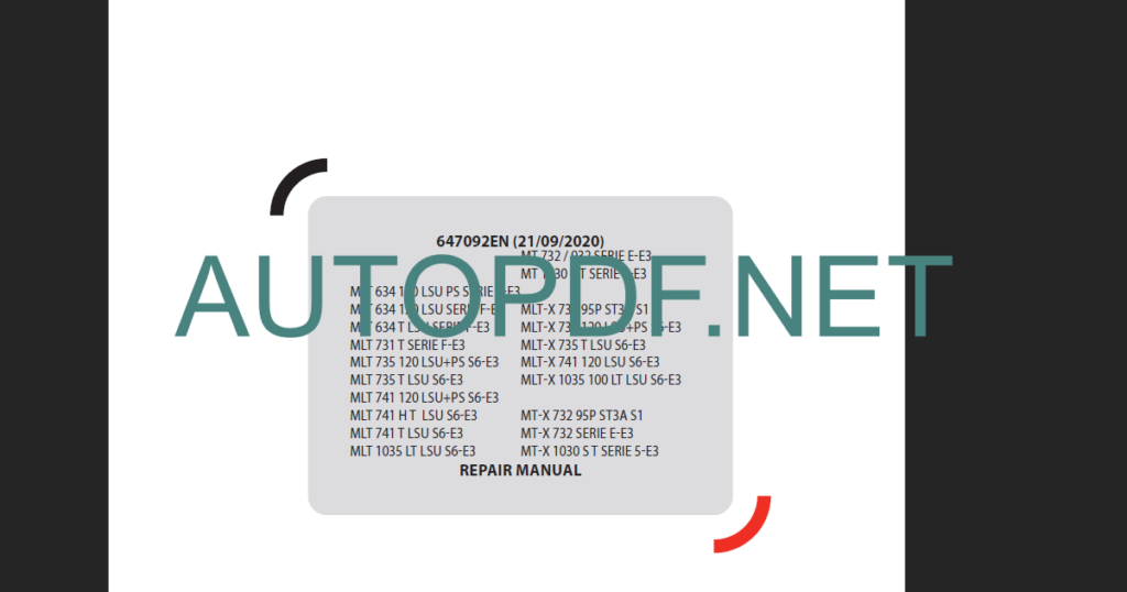 MT 1030 S T SERIE 5-E3 REPAIR MANUAL