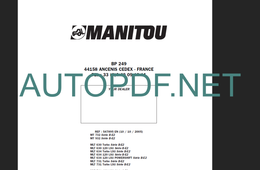 MT 932 Série B-E2 REPAIR MANUAL