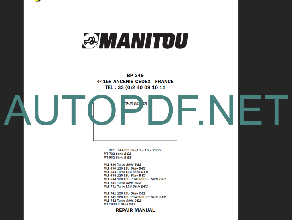 MT 932 Série B-E2 REPAIR MANUAL