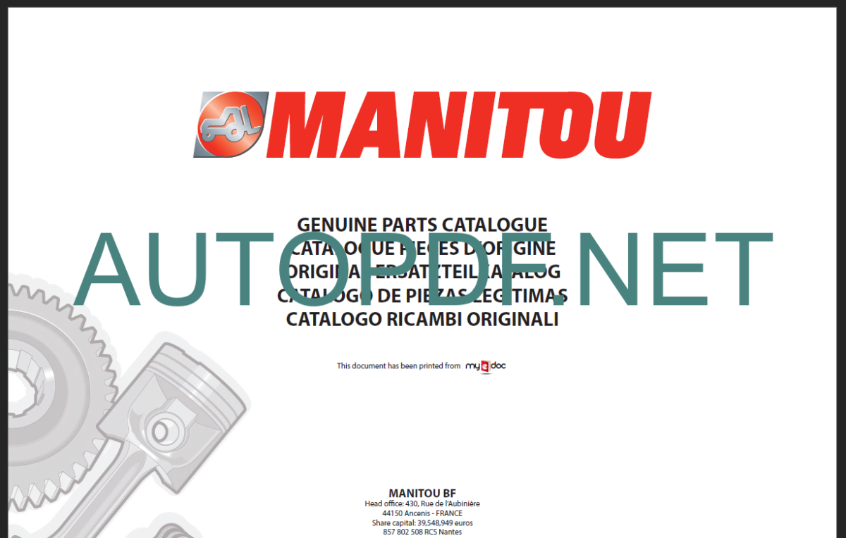 MT 1240 L TURBO MONO ULTRA S2 Genuine Parts Catalogue