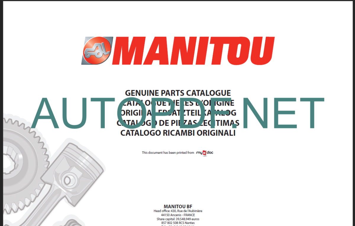 MT 1240 L TURBO MONO ULTRA Genuine Parts Catalogue