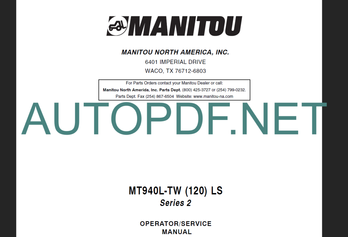 MT 940L-TW LS Series 2 OPERATOR SERVICE MANUAL