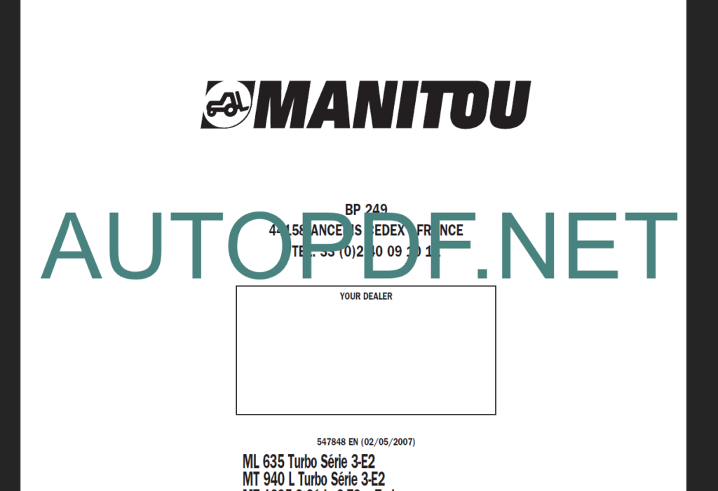 MT 1235 S OPERATOR'S MANUAL