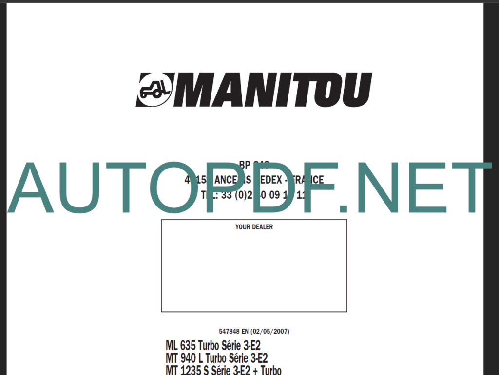 MT 1340 SL OPERATOR'S MANUAL