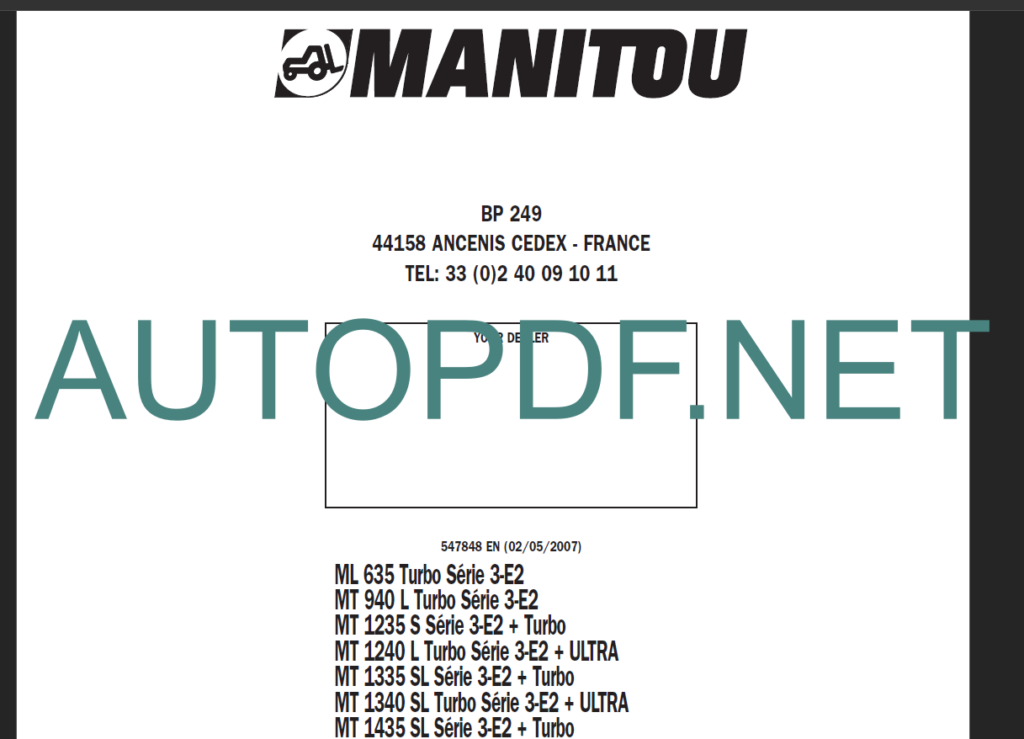 MT 1440 SL OPERATOR'S MANUAL