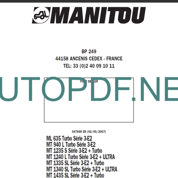 MT 1440 SL OPERATOR'S MANUAL