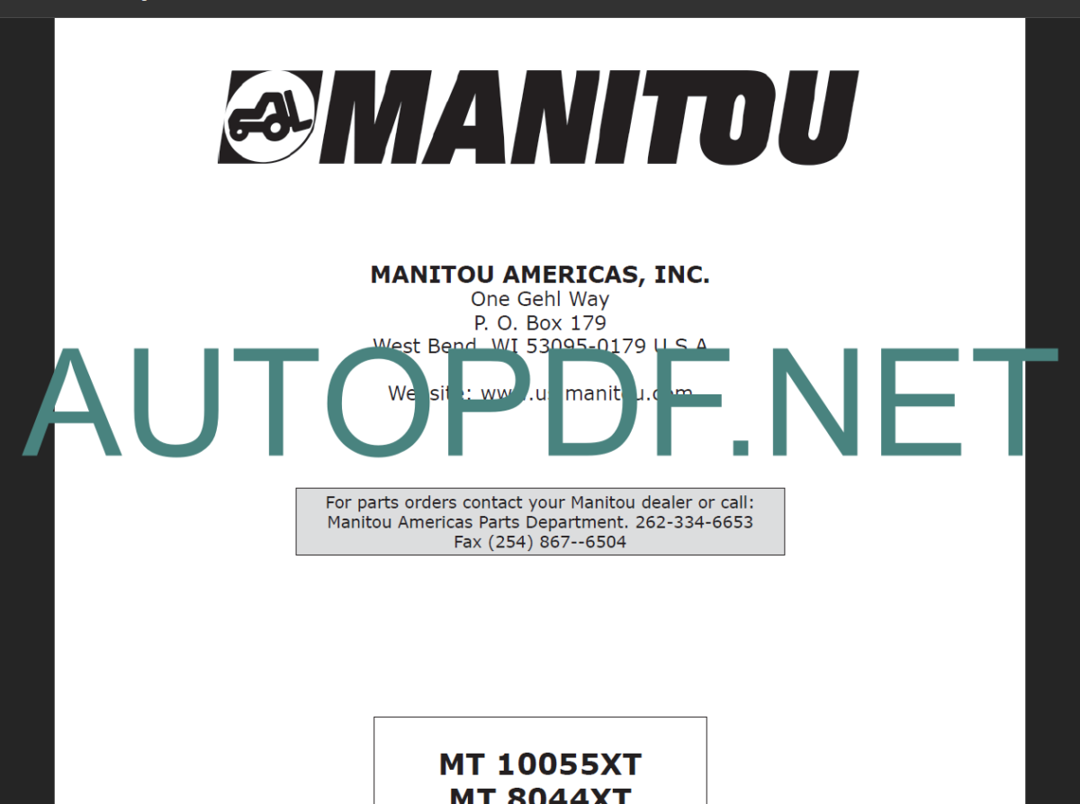 MT 8044XT Operator Manual