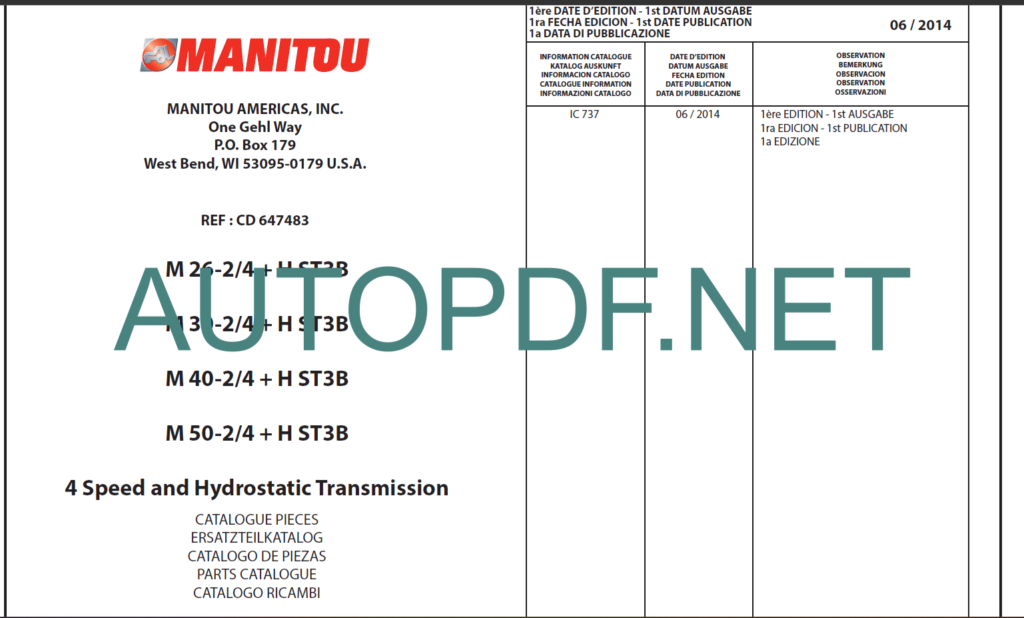 M 26-24 + H ST3B PARTS CATALOGUE