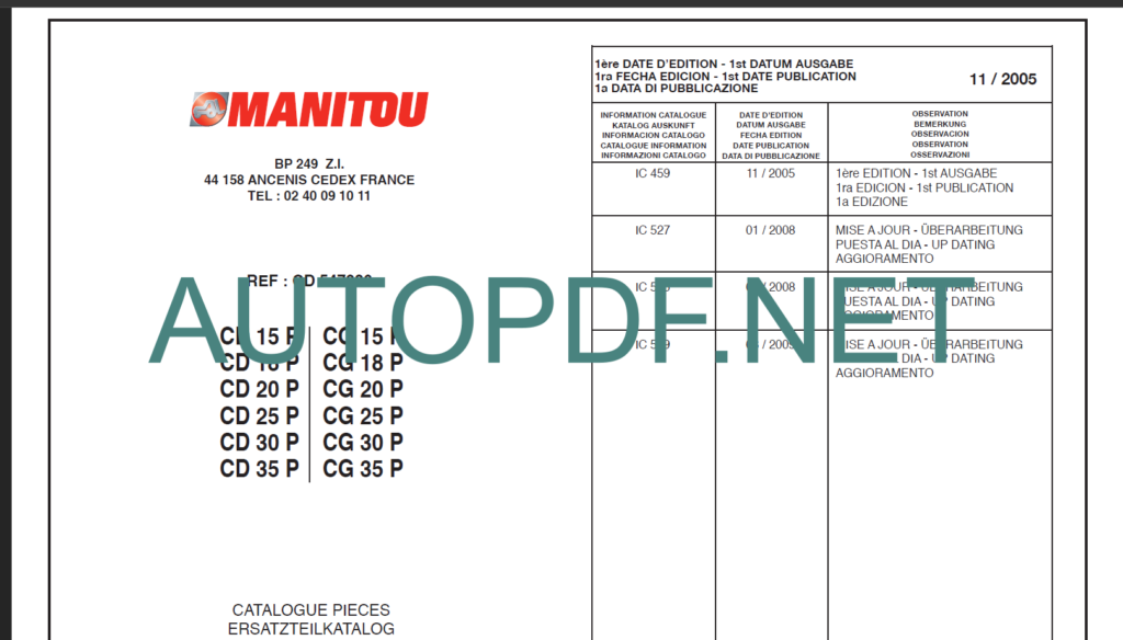 CD 18P-CG 18P PARTS CATALOGUE