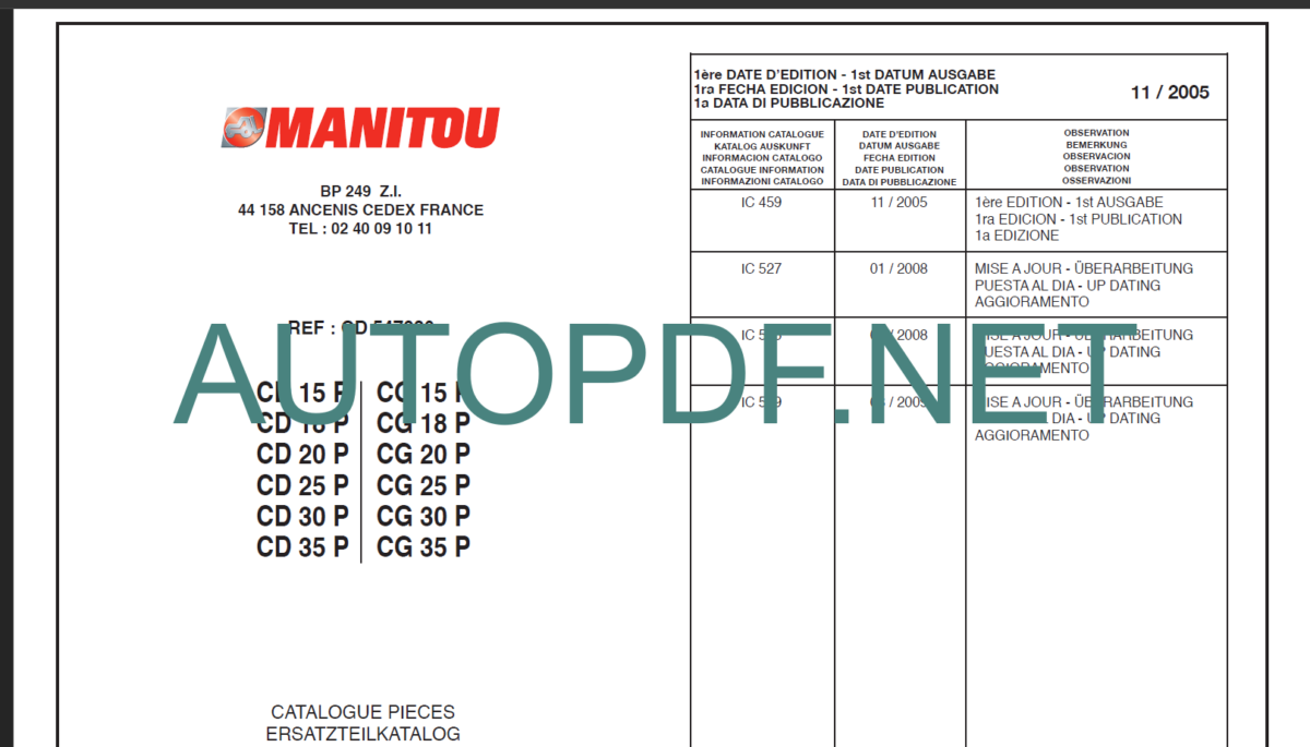 CD 35P-CG 35P PARTS CATALOGUE