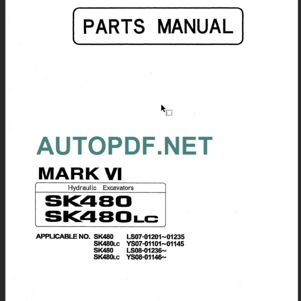 SK60V PARTS MANUAL