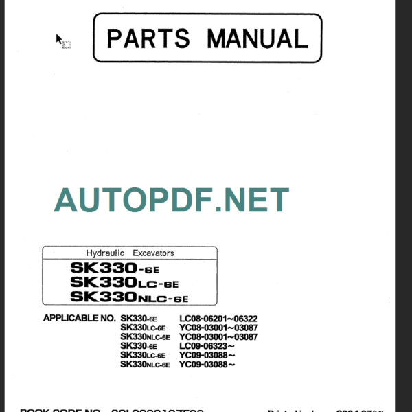 SK330-6E-SK330LC-6E-SK330NLC-6E PARTS MANUAL