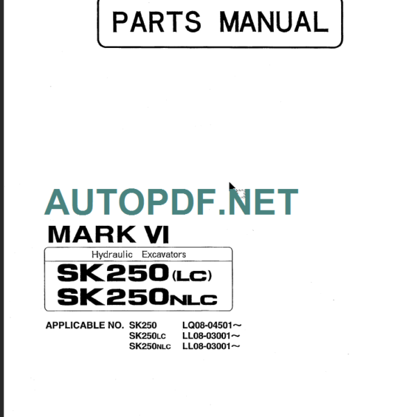 SK250LC-6-SK250NLC-6E PARTS MANUAL