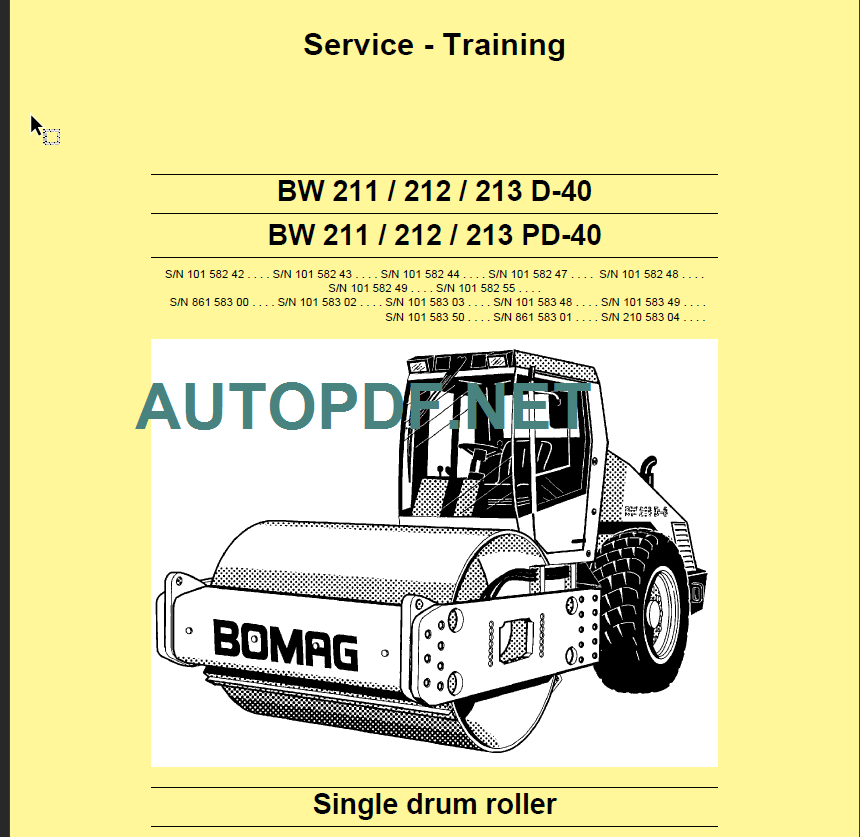 BW 211 212 213 PD-40 Service Training