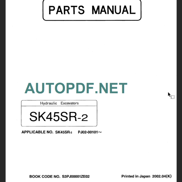 SK25SR-2 PARTS MANUAL