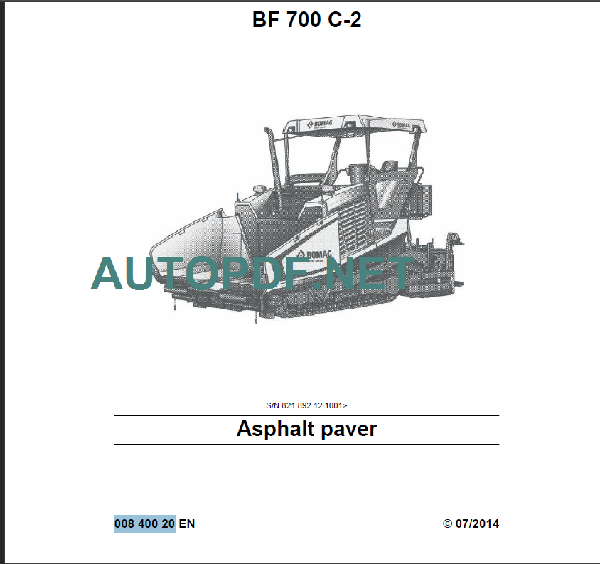 BF 700 C-2 Asphalt paver Service Manual