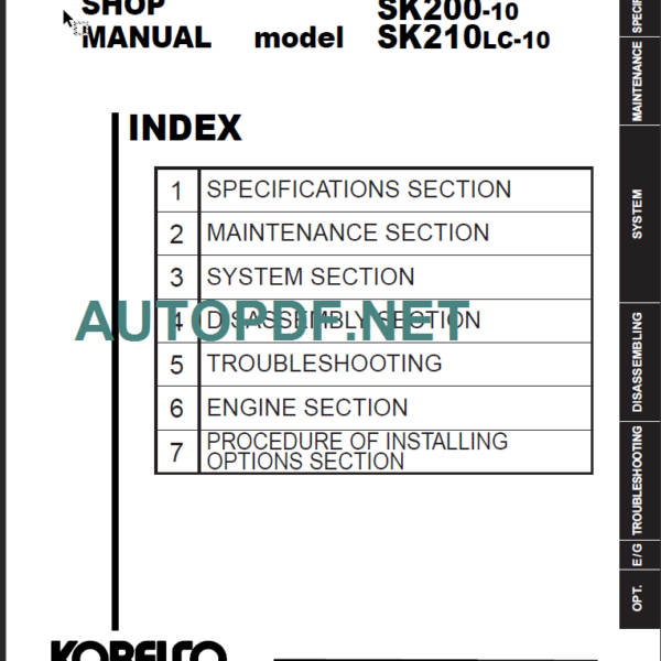 SK200-SK210LC-10 Shop Manual