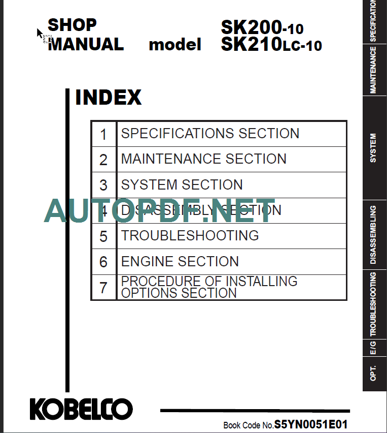 SK200-SK210LC-10 Shop Manual