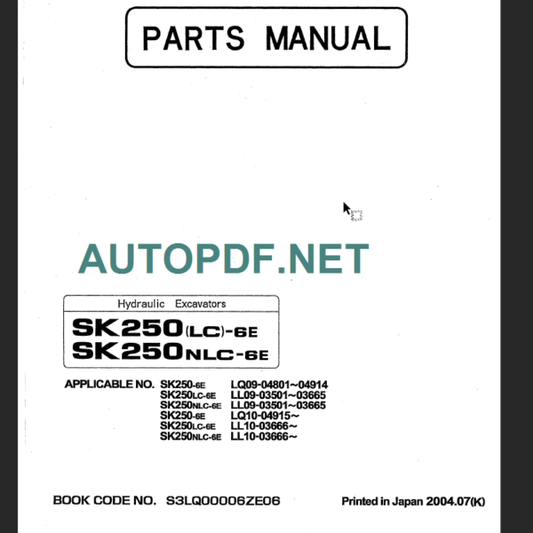 SK480-SK480LC PARTS MANUAL