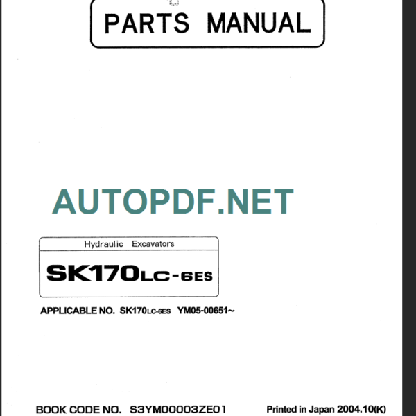 SK200V-SK200LCV PARTS MANUAL