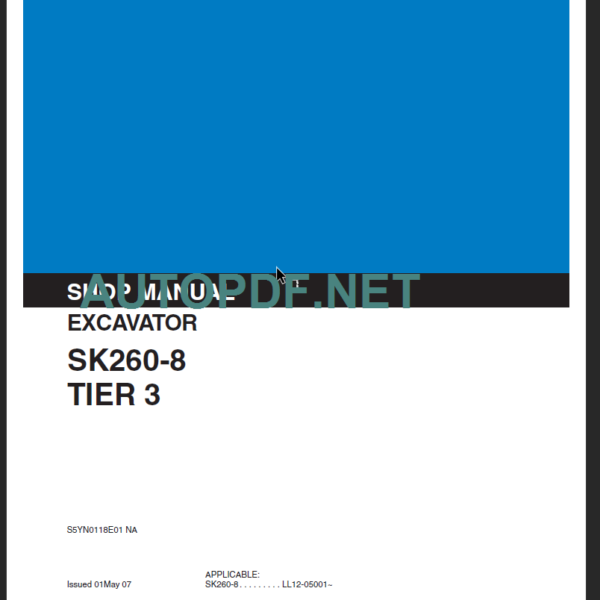 SK260-8 TIER 3 SHOP MANUAL