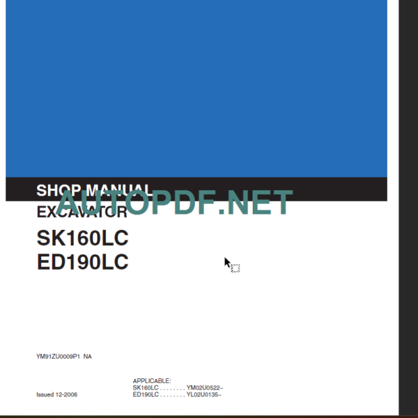 SK160LC-ED190LC SHOP MANUAL