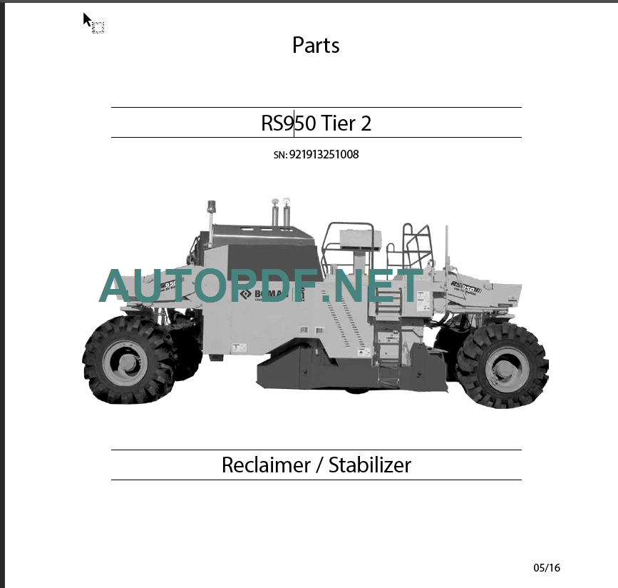 RS950 Tier 2 PARTS Manual