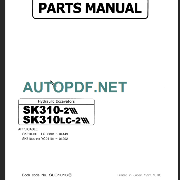 SK310-2-SK310LC-2 PARTS MANUAL