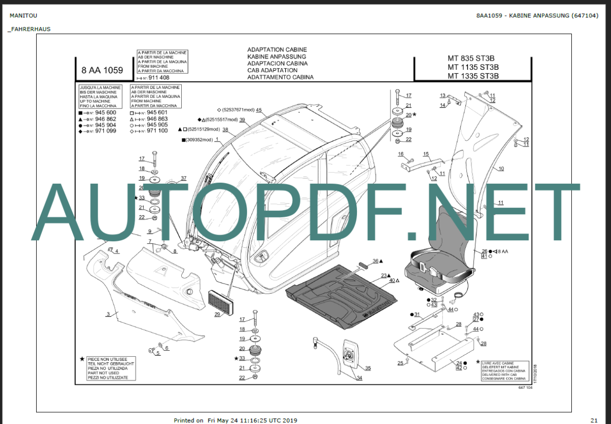 MT 835 ST3B PARTS CATALOGUE