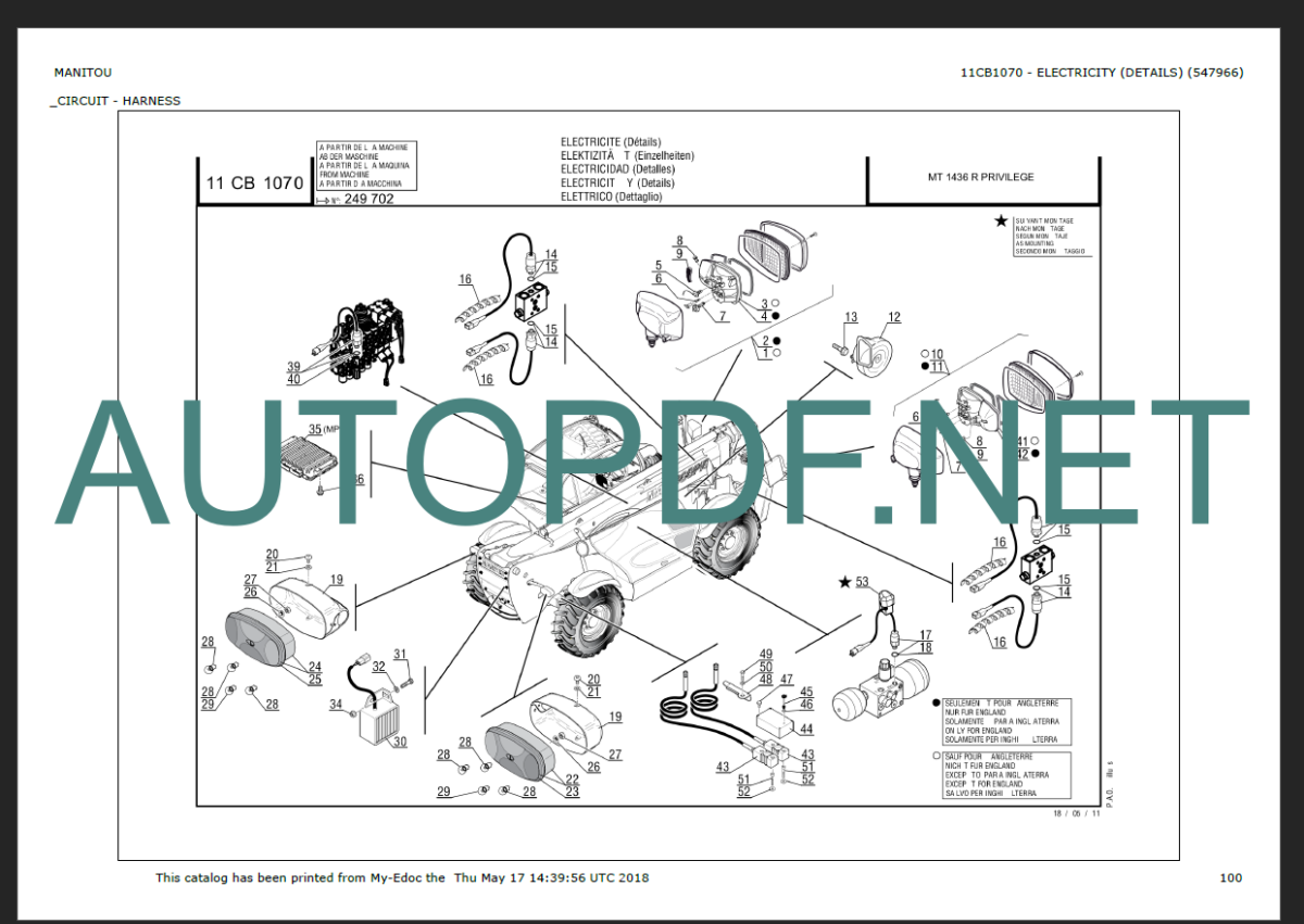 MT 1436 R PRIVILEGE PARTS CATALOGUE