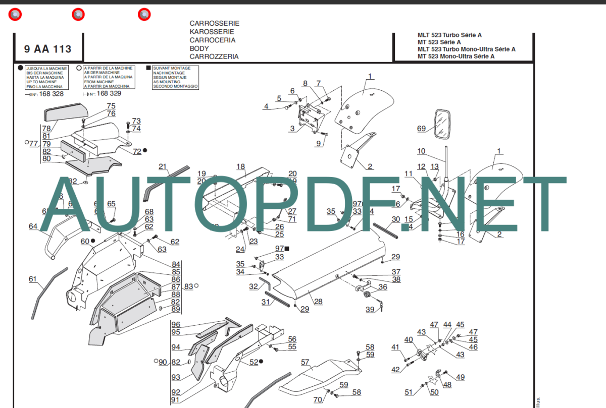 MT 523 Turbo SERIES A PARTS MANUA