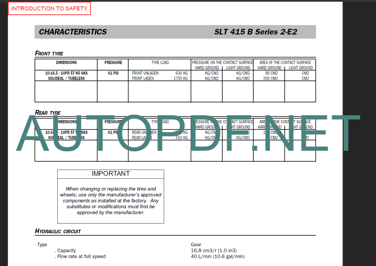 SLT 415 B S2-E2 OPERATOR'S MANUAL