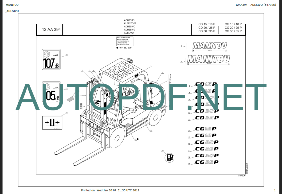 CG 35P-CD 35P PARTS CATALOGUE 2019