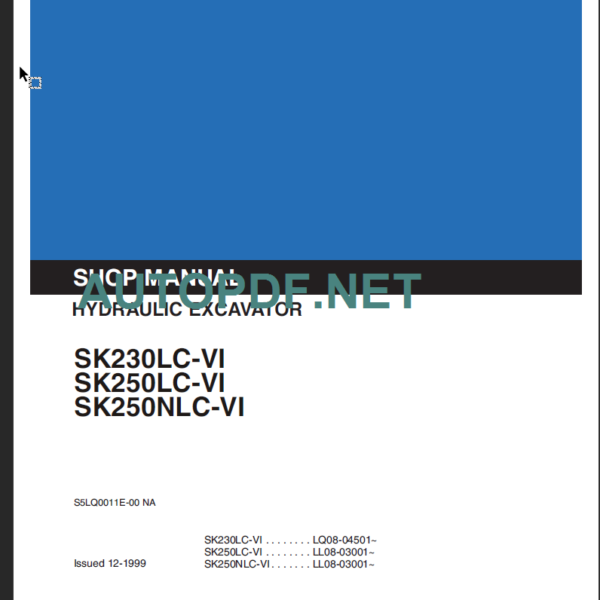 SK250LC-VI-SK250NLC-VI SHOP MANUAL