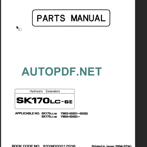 SK170LC-6E PARTS MANUAL