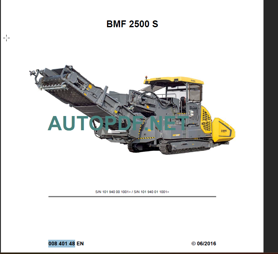 BMF 2500 S Service Manual