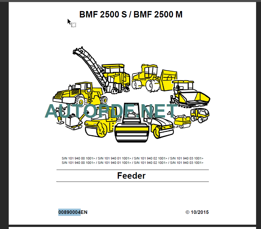 BMF 2500 S-M Operation and maintenance manual