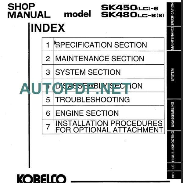 SK480LC-6S SHOP Manual