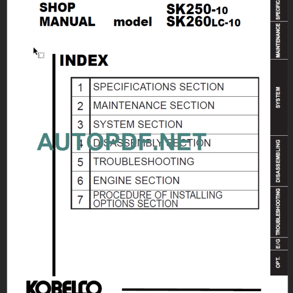 SK250-SK260LC-10 Shop Manual