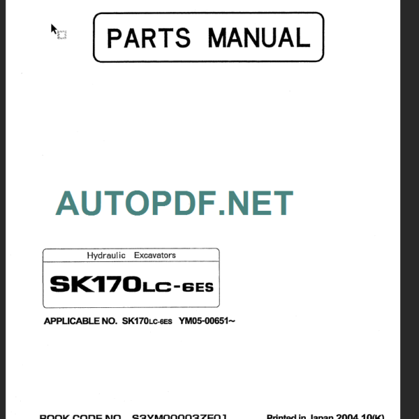 SK170LC-6ES PARTS MANUAL