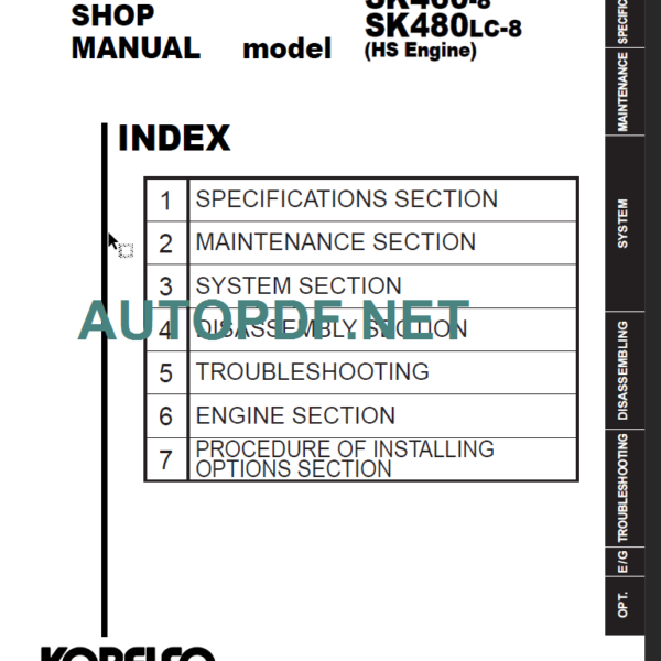 SK480LC-8 (HS Engine) SHOP MANUAL