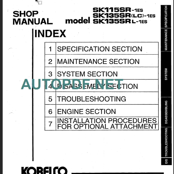 SK115SR-1ES-SK135SR LC-1ES-SK135SR L-1ES Shop Manual