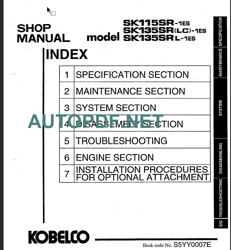 SK115SR-1ES-SK135SR LC-1ES-SK135SR L-1ES Shop Manual